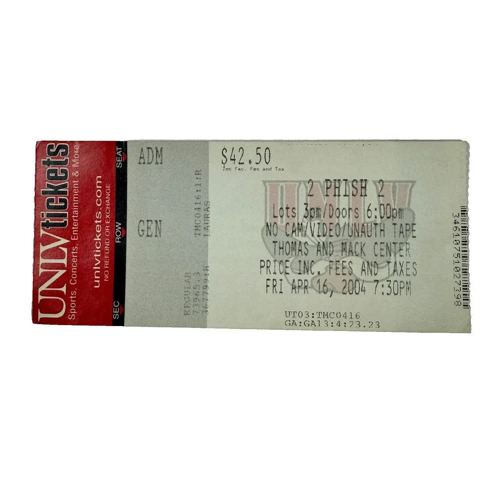 Vintage Phish April 16 2004 Thomas & Mack Center Las Vegas Concert Ticket